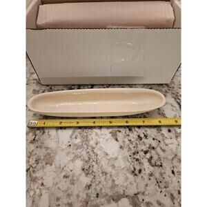 Carnevale McCarty Signed Pottery Olive Tray Boat Dish Set Of 4 Cream NEW